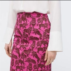 JCREW LIKE NEW MIDI PENCIL SKIRT LION PATTERN